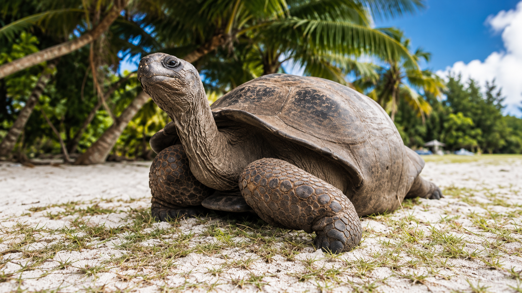 Giant Aldabra tortoise on Curieuse